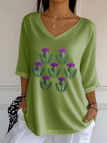 Striped Crew-neck Loose-fit Women's Top
