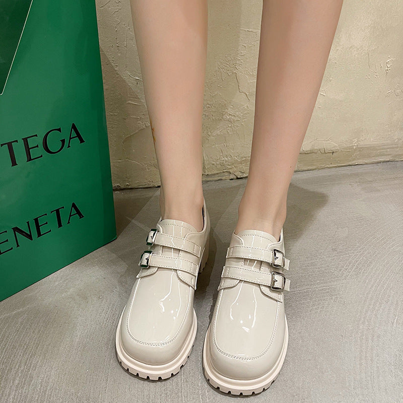 Women's High-heeled British Style Leather Shoes