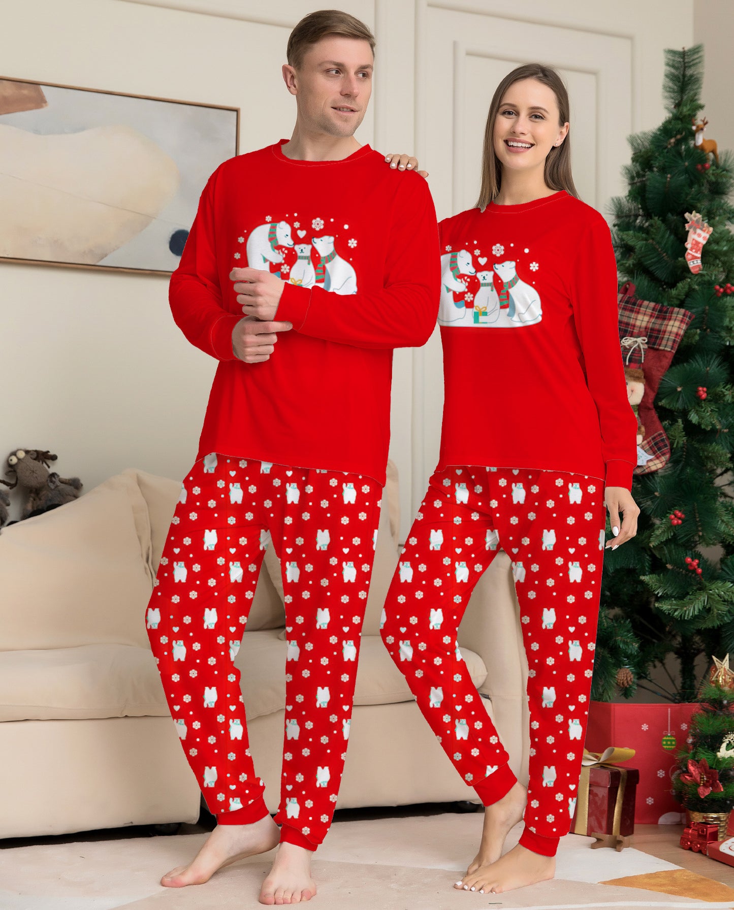 Red Snowman Parent-child Christmas Suit New