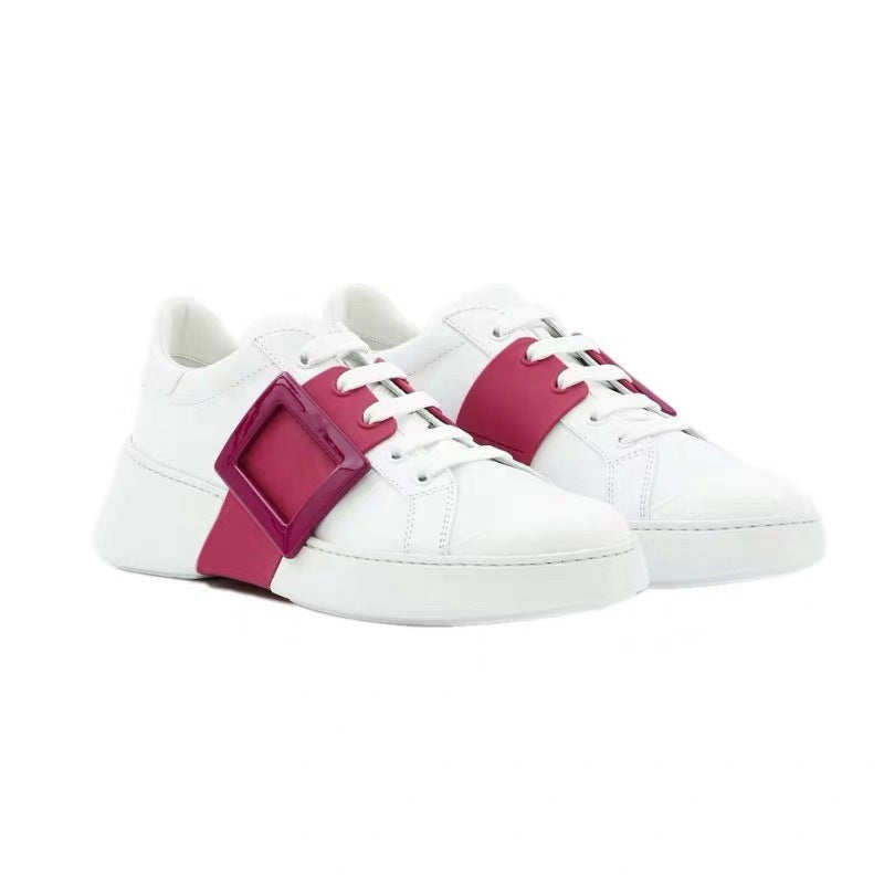 Match Heightened Platform Casual Round Toe Lace Up Sneakers