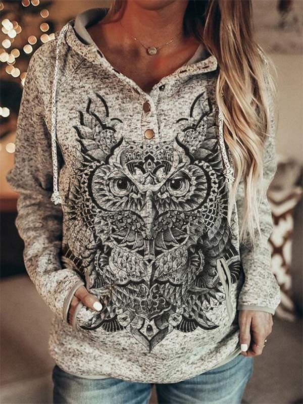 Autumn And Winter Gray Printing Women's Sweater