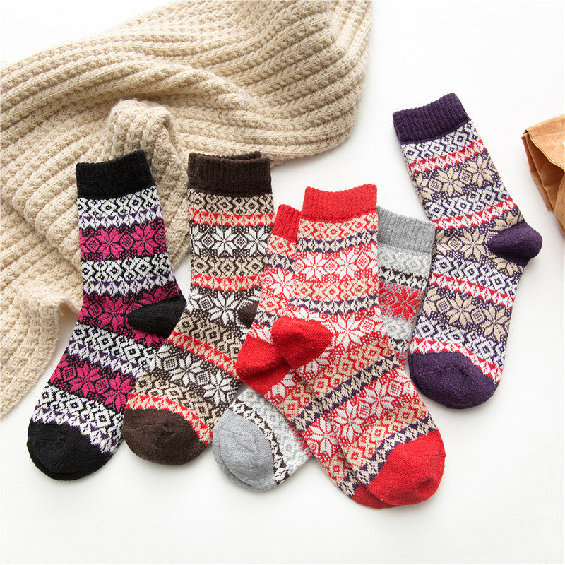 Women's Cross Ethnic Rabbit Wool Socks