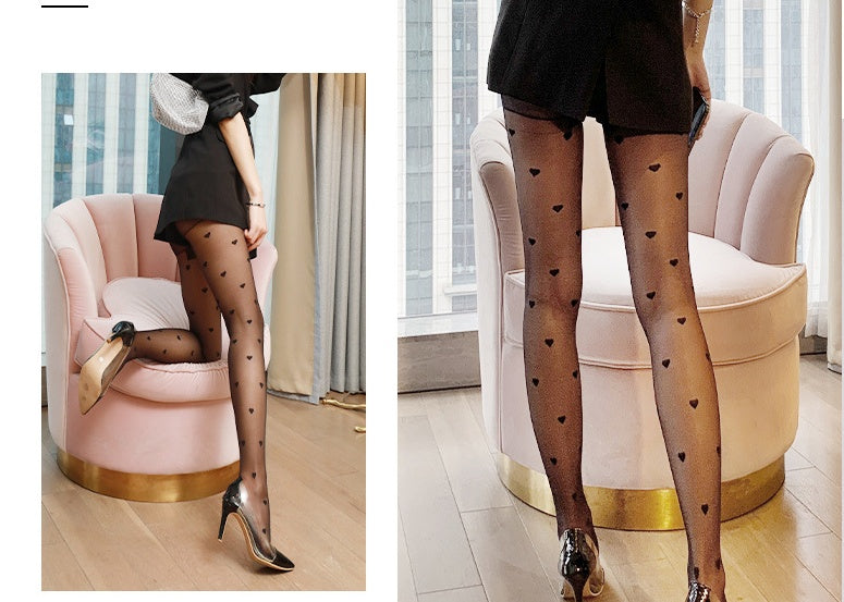 Sorte silkestrømper Dame Tynd Stil INS Trend Nye Jacquard Net Red