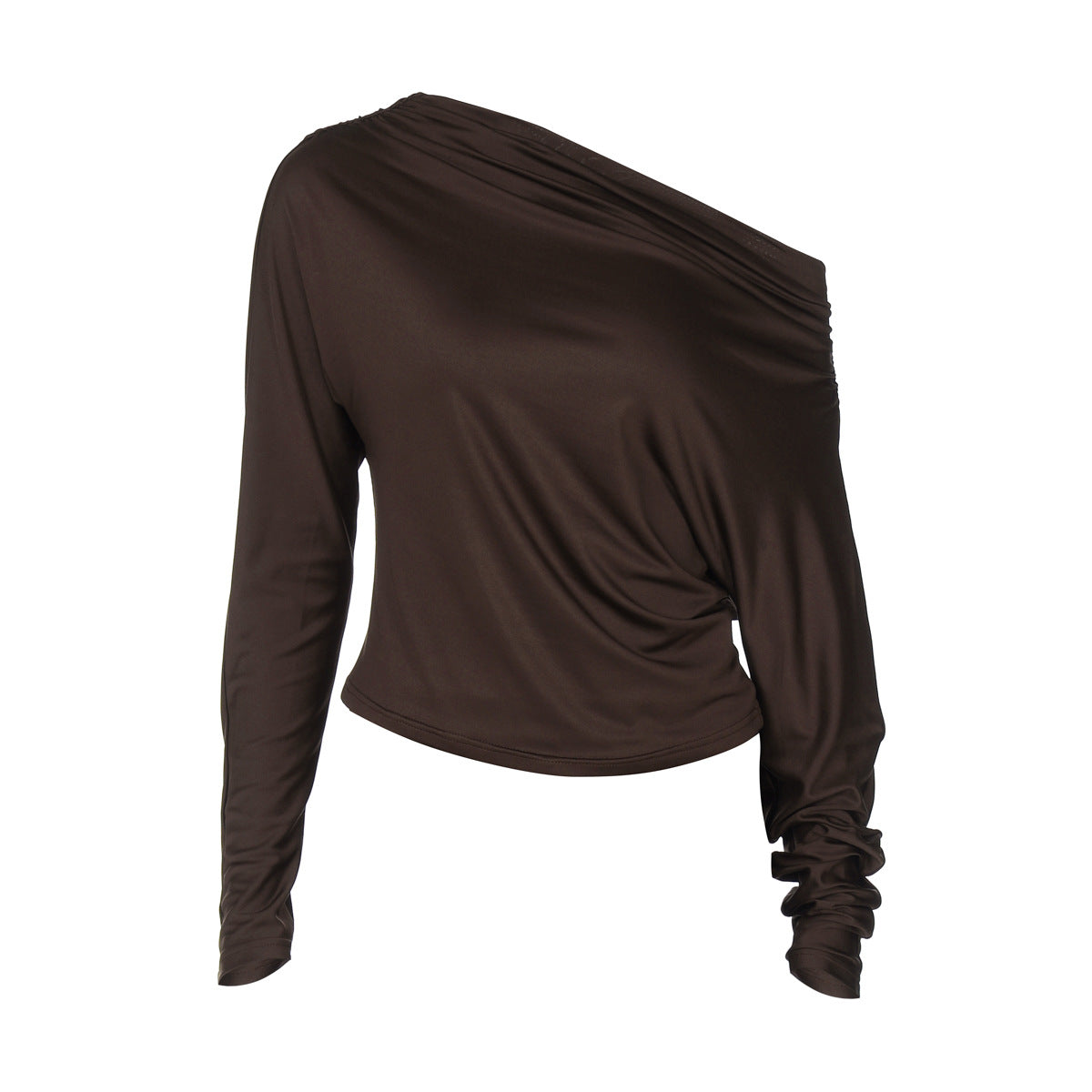 Women's Sexy Temperament Off-the-shoulder Slim-fit Pleated Long-sleeved Top