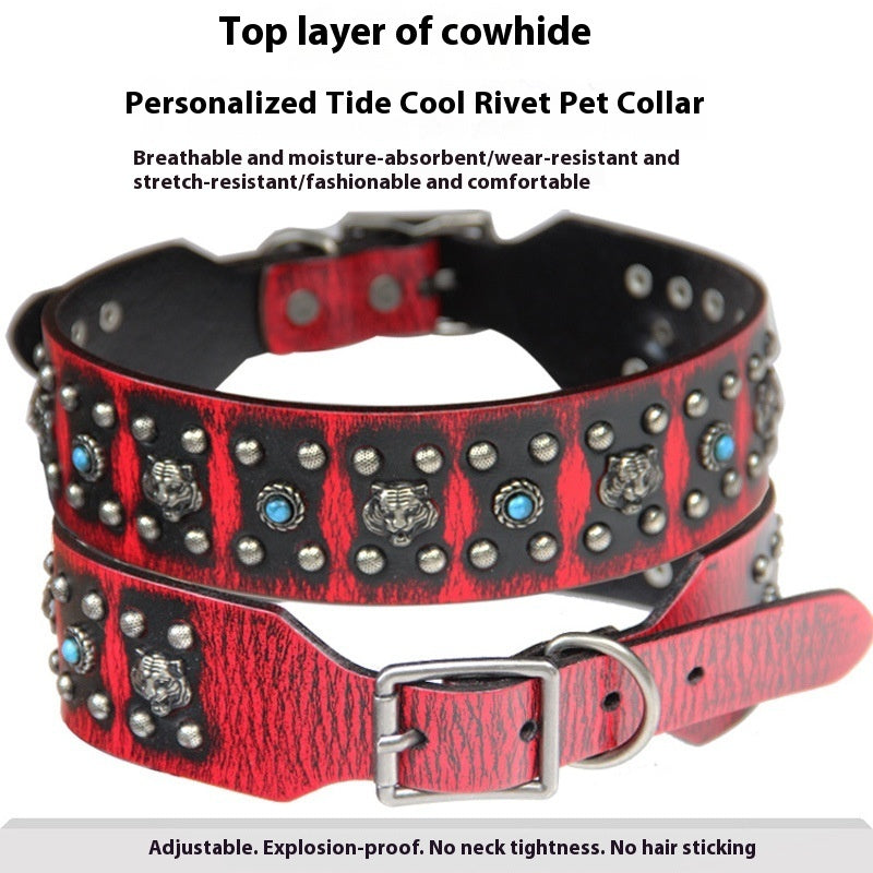 Pet Collar Personality Rivets Large Dog Dog Suit Traction Collar