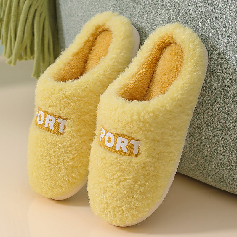 Fashion Warm Non-slip Thick-soled Couple Plush Slippers