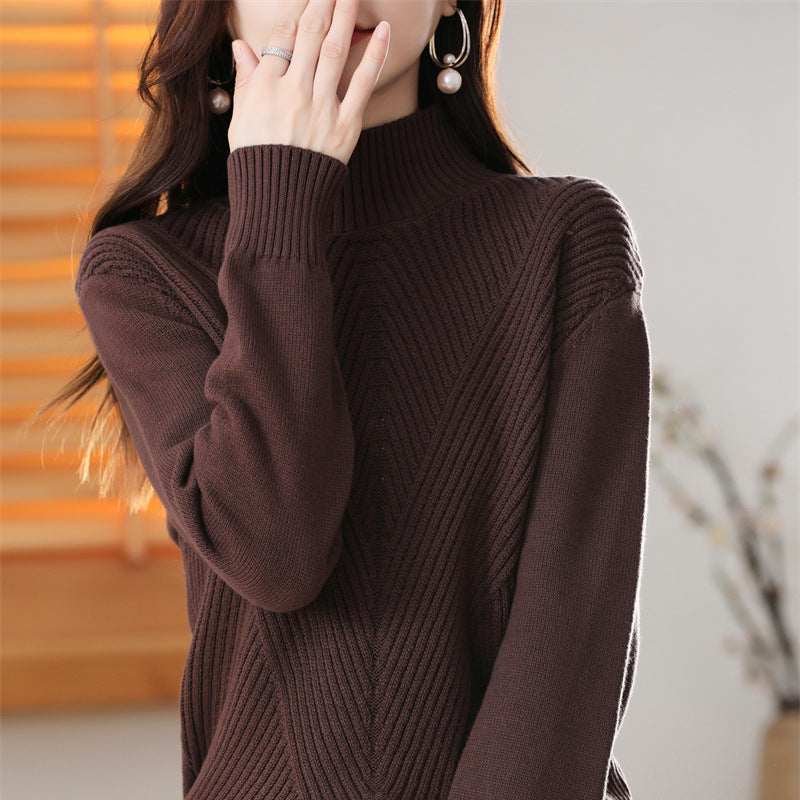 Women's Thickened Half-high Collar Cotton Long-sleeved Bottoming Sweater