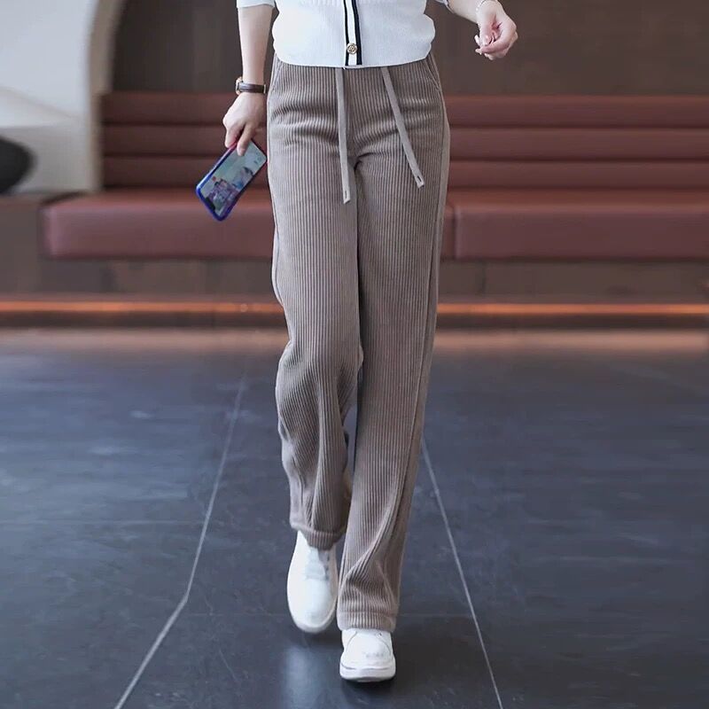Women's Wide-leg Pants Autumn And Winter New High Waist Drooping Straight Thickening Pants