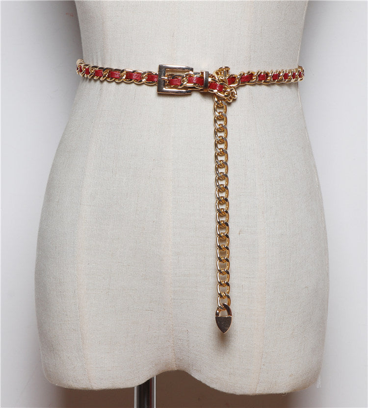 Simple And Versatile Korean Fashion Sweater Suit Waist Belt With Skirt