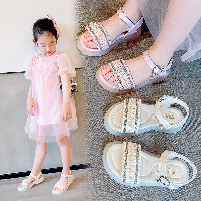 Fashion Personality Girl Rhinestone Pearl Sandals