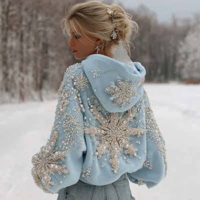 Womens Loose-fitting Pullover Sweater With A Round Neck And Floral Print