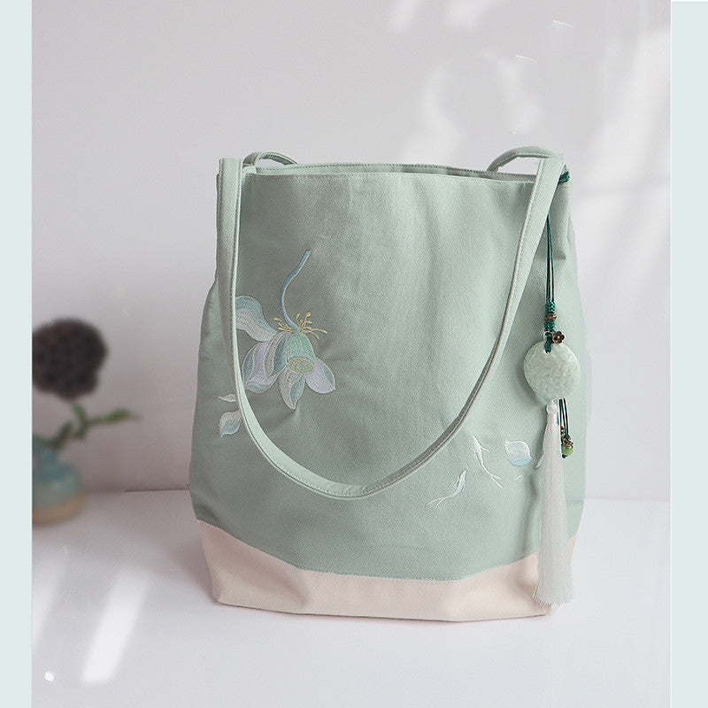 Mori Literature And Art Retro Harajuku Student Embroidered Antiquity Hanfu Canvas Bag