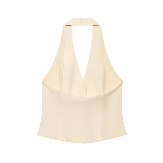 Summer Slim-fit Elegant Hanging Collar Vest Sleeveless Sling