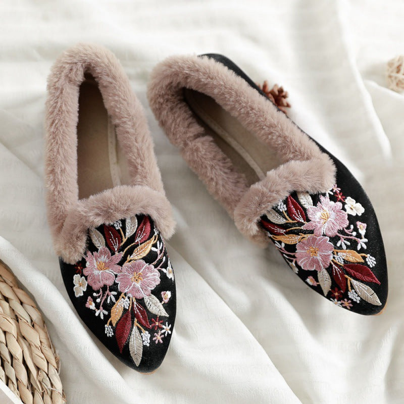 Ethnic Style Cotton Shoes With Fleece And Velvet
