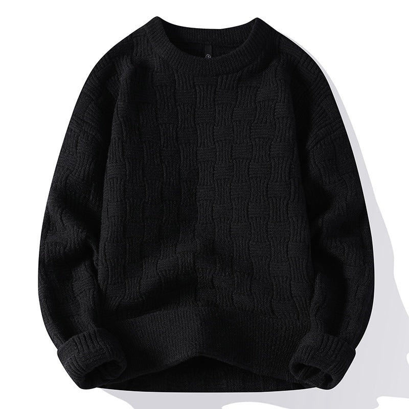 Strikket herresweater med rund hals i ny mode