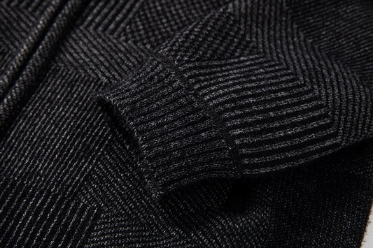 Men Slim Hooded Plaid Knit Jacket