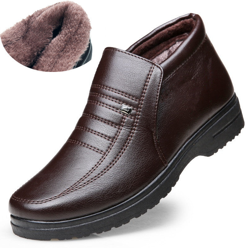 Plush Cotton Leather Shoes Men's Protection Snow Boots Casual Men's Shoes