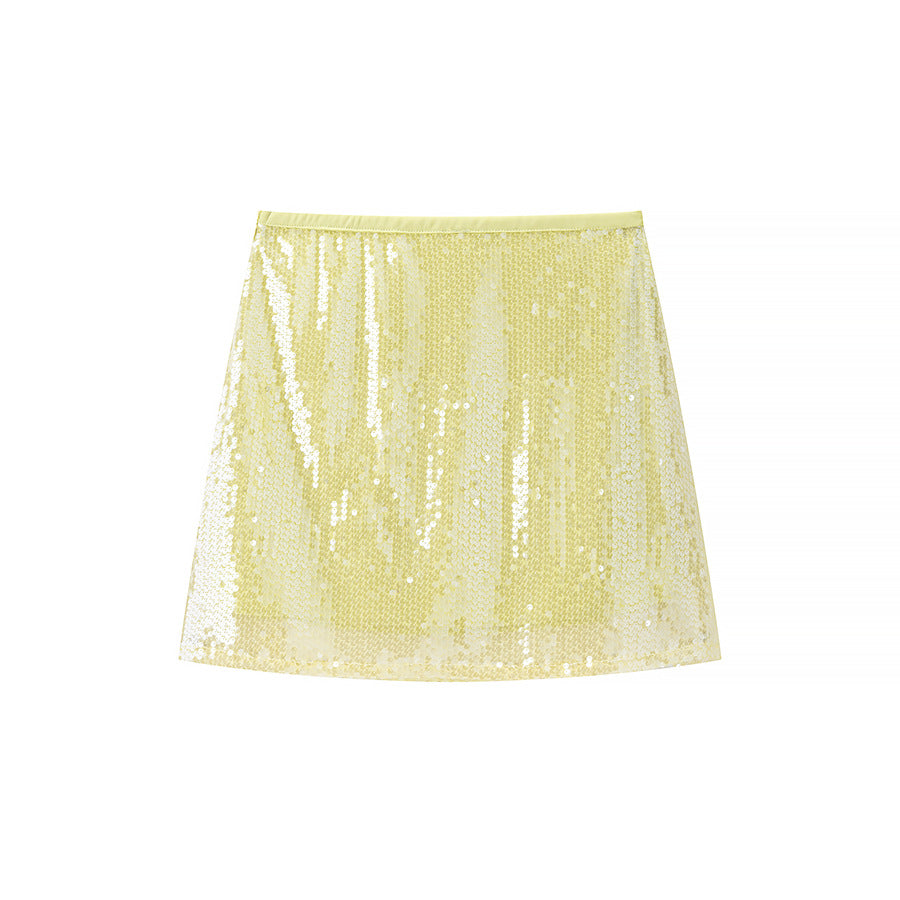 Candy Color Heavy Work Sequin Short Skirt