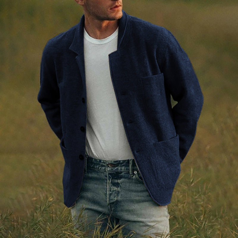 Men's Youthful Foreign Trade Solid-Color Trendy Fashion Wool Jacket