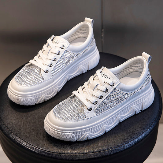 Women's Summer Mesh Breathable White Shoes Flat Casual Sneakers