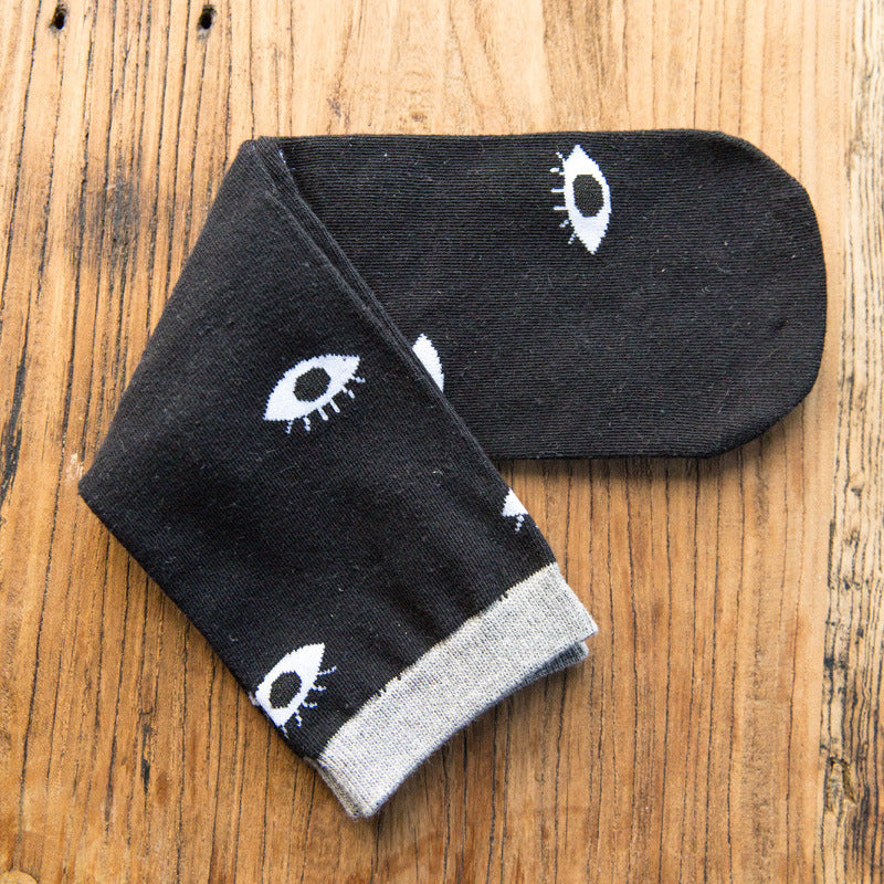 Men's Mid-calf Length Sock Creative Eyes Men's Socks Autumn And Winter Cotton Sock