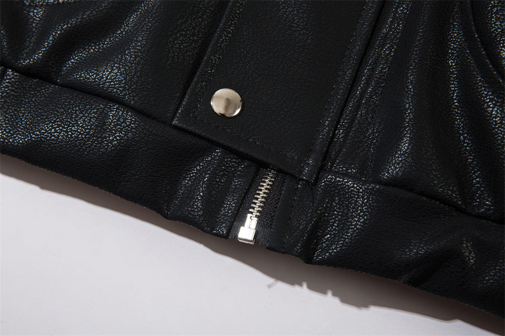 Men's Casual American Style Loose Flying PU Leather Jacket Coat
