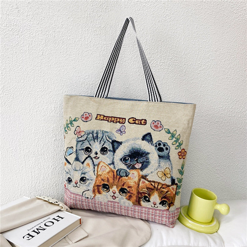 Student Portable Canvas Bag Literary Storage