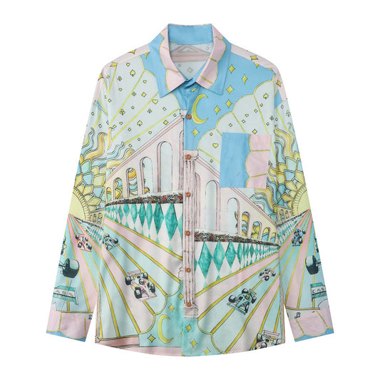 Retro Mediterranean European And American Tide Long-sleeved Shirt