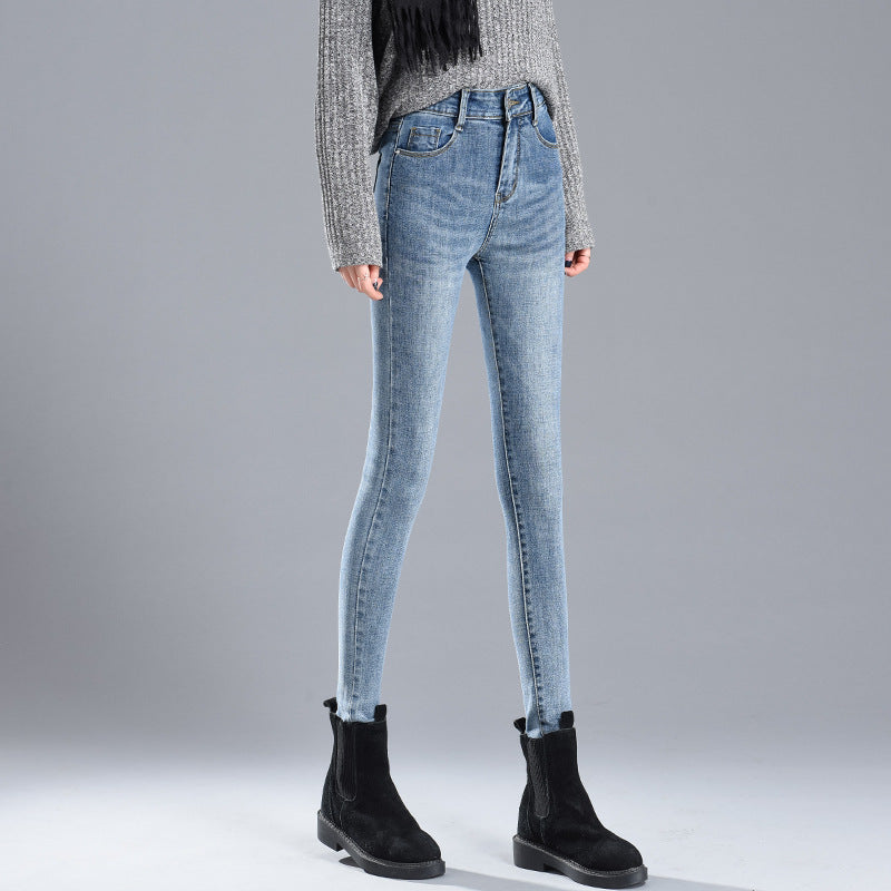 Women's Tight-fitting High-waisted Denim Trousers