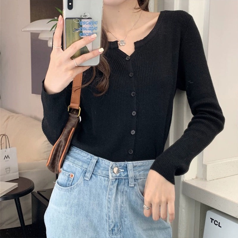 Outer Wear Slim Fit Sweater Cardigan Outerwear Top