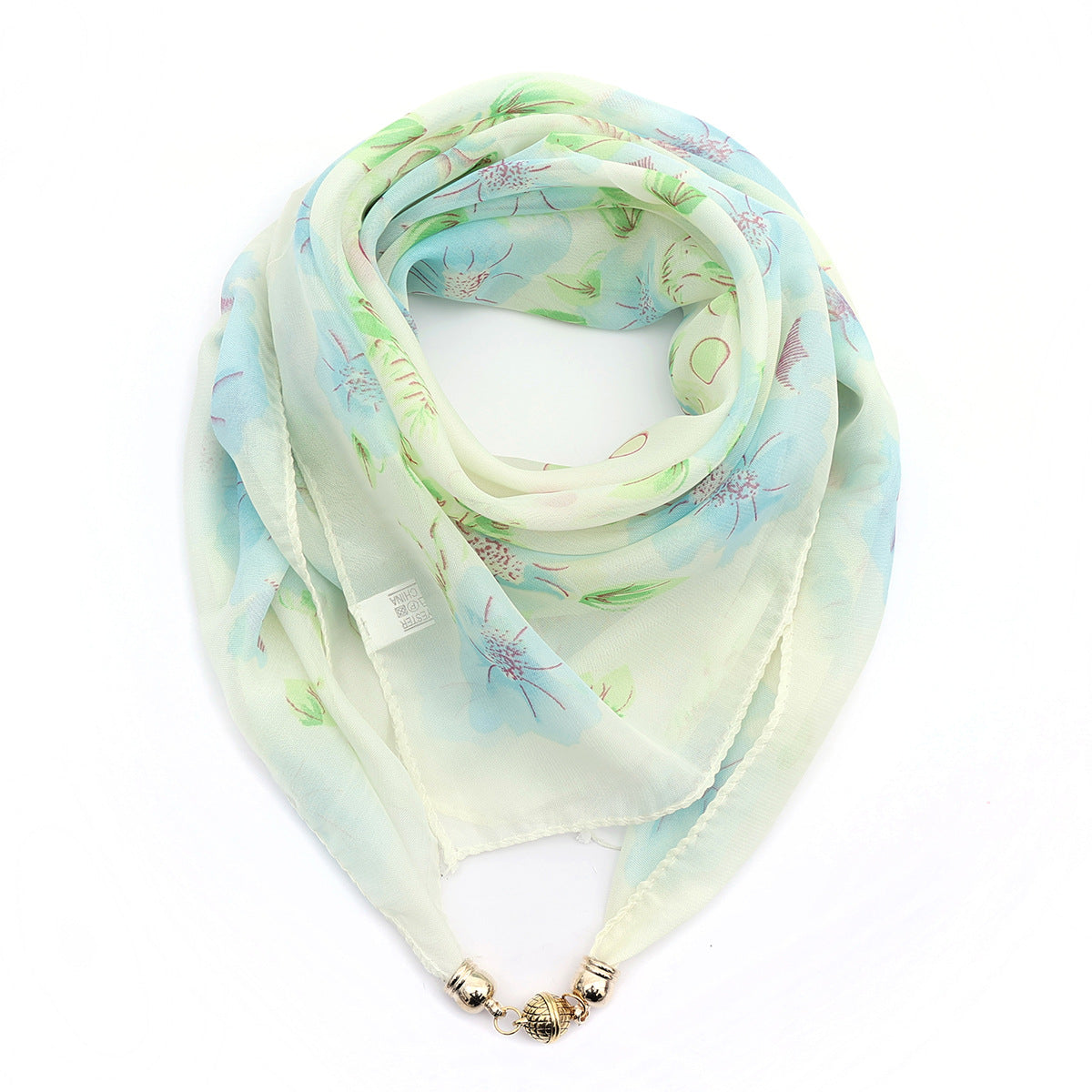 Golden Ball Floral Chiffon Scarf Women's Printed Thin