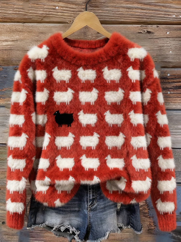 3D Digital Print Pattern Christmas Women's Round Neck Sweatshirt