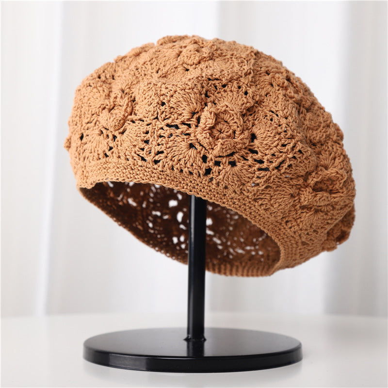 Hollow Breathable Sun-proof Sweet Toe Cap Wool Beret