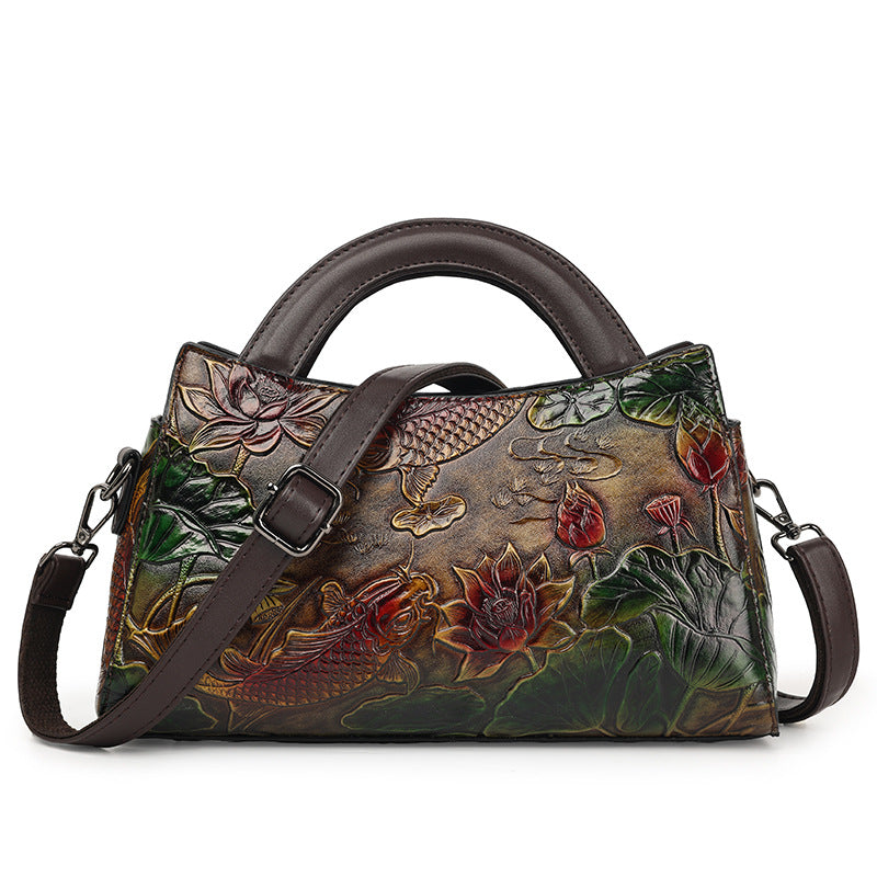 Elegant Retro Embossing Crossbody Large Capacity Shoulder Bag