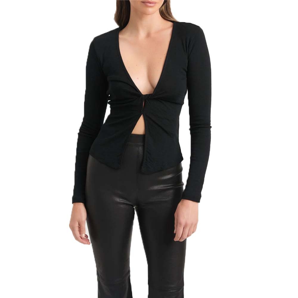 Sexy V-neck T-shirt Autumn And Winter Crop Top Long Sleeve Innerwear