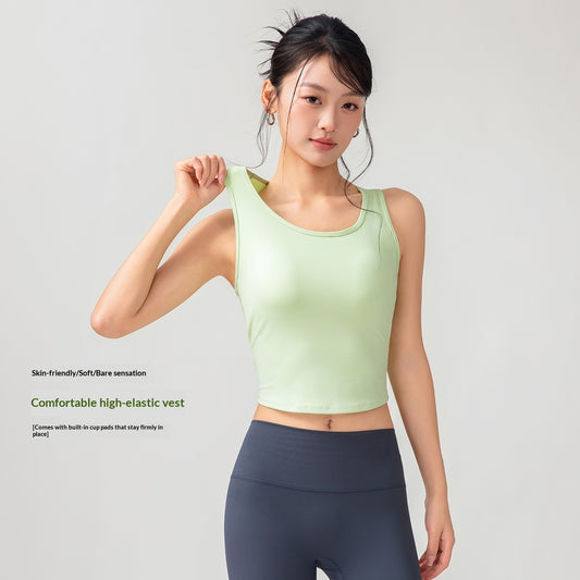 One-piece Fitted Cup Yoga Tank Top That Contours The Body