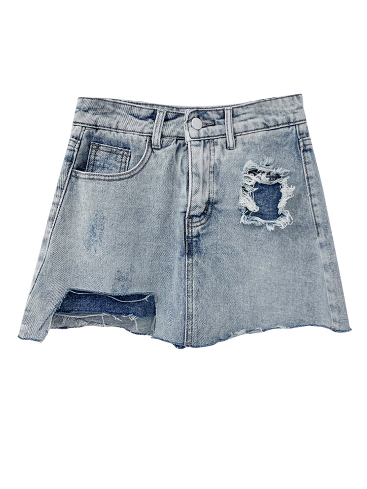 Denim Nederdel Kvinders Sommer Plus Size Koreansk Version Var Slank Og Asymmetrisk