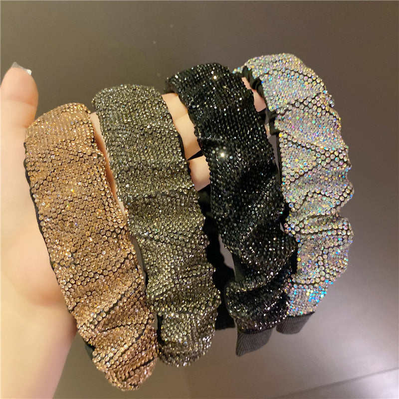 Retro French Full Rhinestone Crystal Headband Wash Face Pressure Hairband