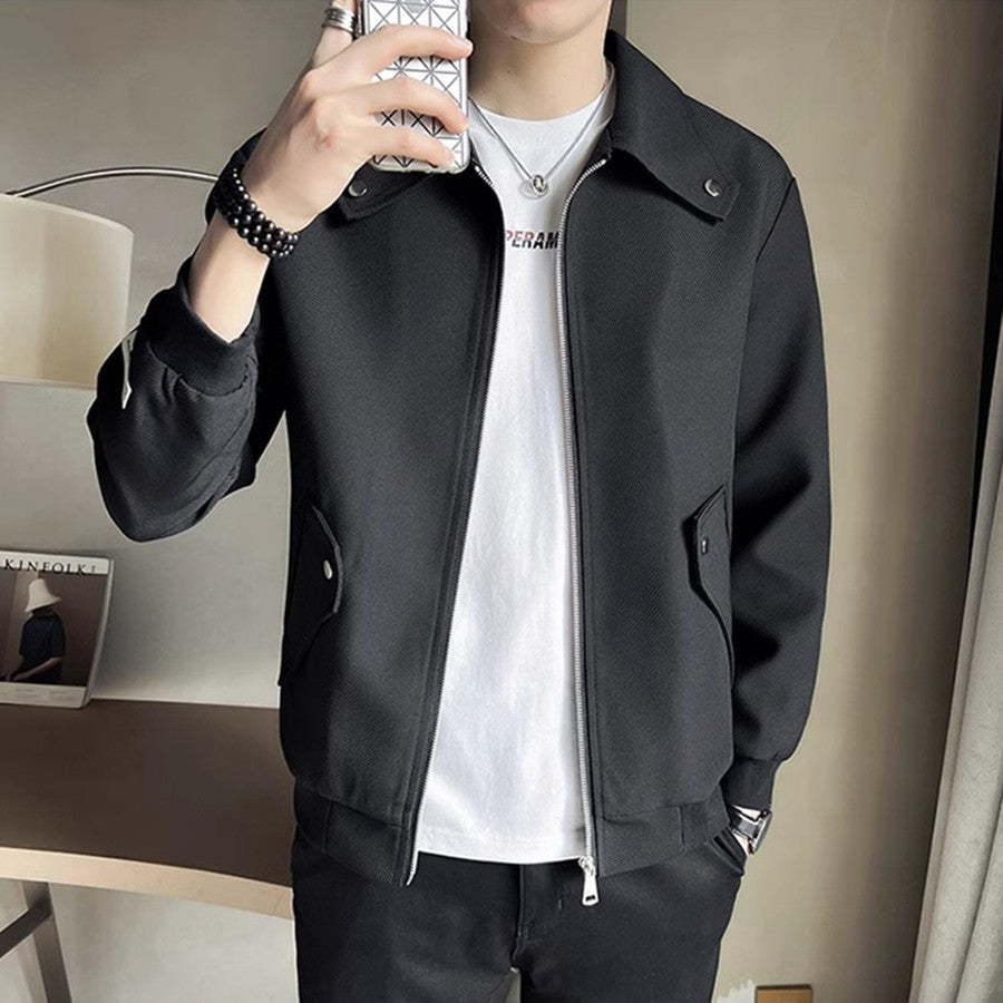 Elegant Versatile Coffee-colored Mens Jacket For Spring And Fall