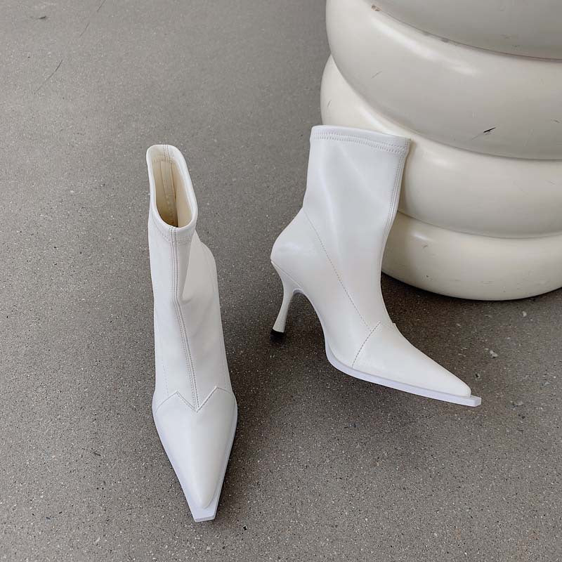 Fashion Leather Women's Pointed Toe High-heeled  Boots