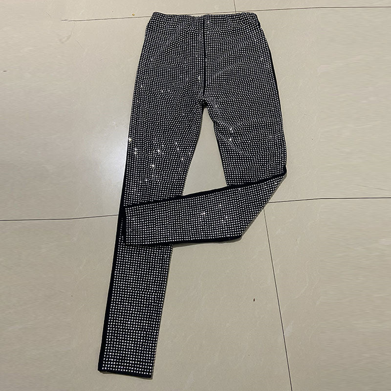 Stylish And Simple Heavy Industry Slim Hot Diamond Trousers