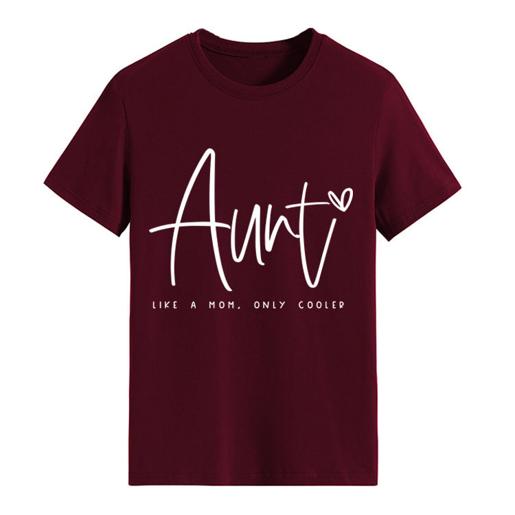 AUNT LIKE A MOM Fashion Round Neck Loose Short Sleeves