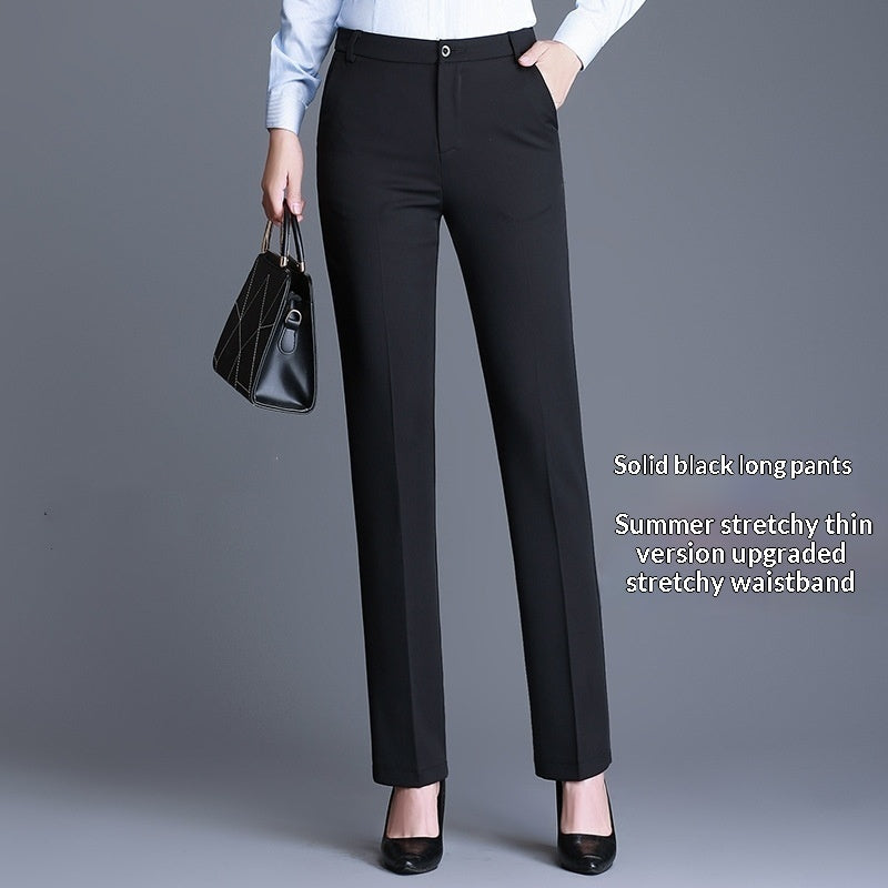 Women's Professional AutumnWinter Thick Fleece High-Waisted Straight Pants