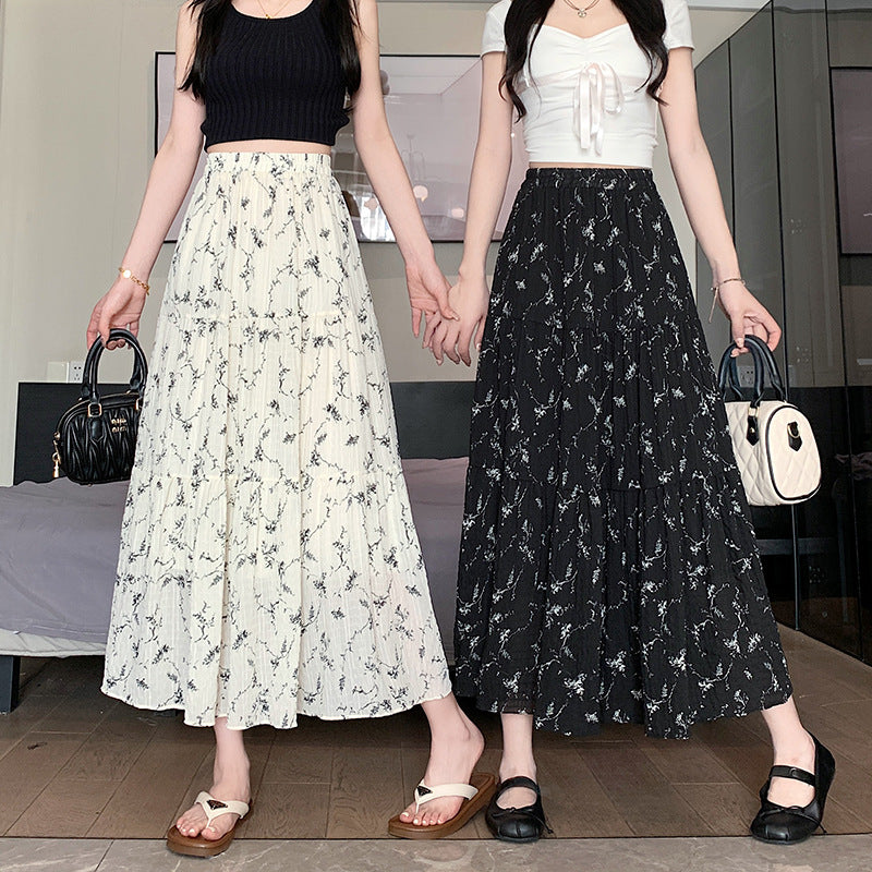 Women's Summer Casual French Retro Patchwork Floral Skirt