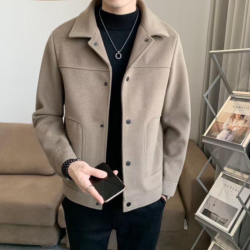 Men's Casual Top Clothes Short Woolen Coat