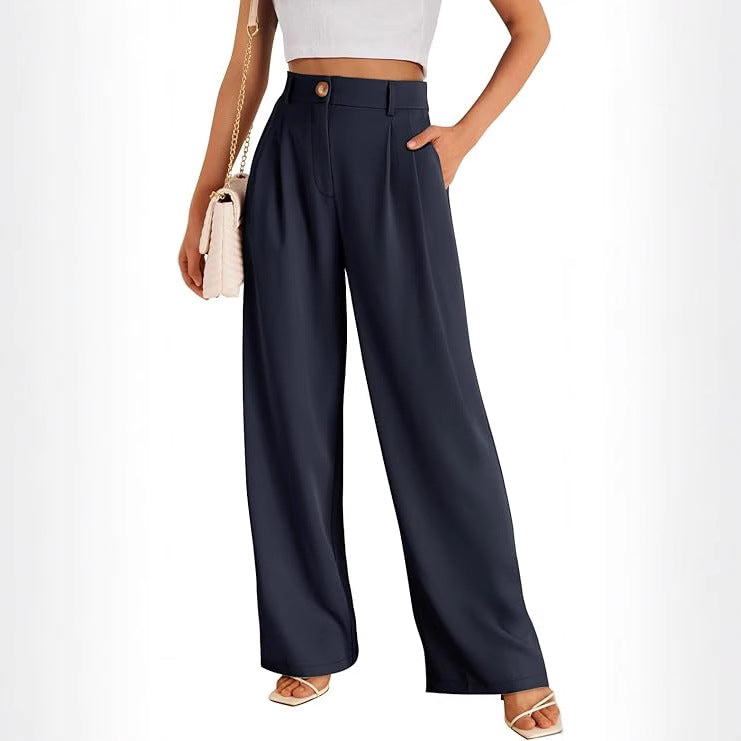 Women's Pocket High Waist Straight All-matching Casual Zipper