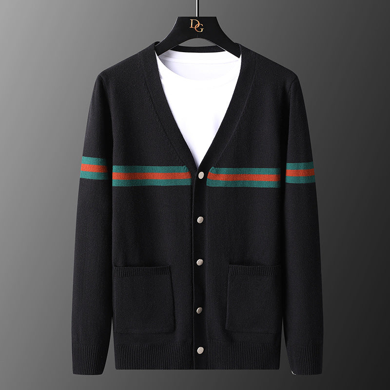 Autumn And Winter Cardigan Sweater Men's Slim Knit Sweater