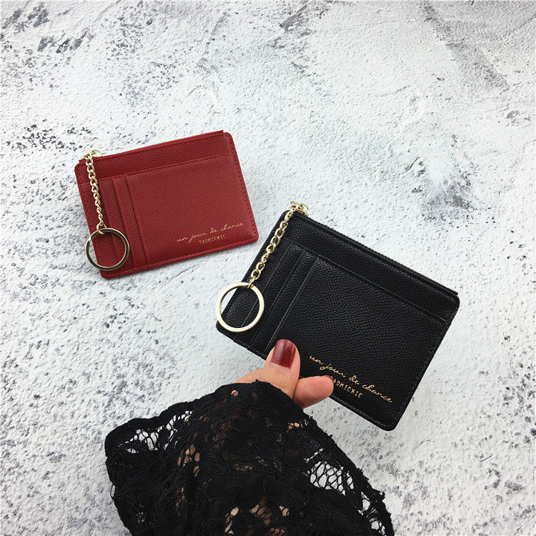 Small And Ultra-thin Document Bag Retro Zipper Simple Card Holder