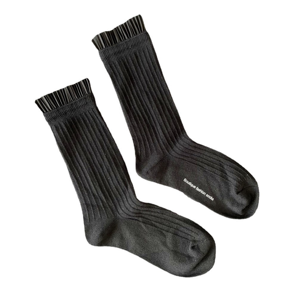 Mid-tube Japanese Miyake Style Autumn Pile Socks