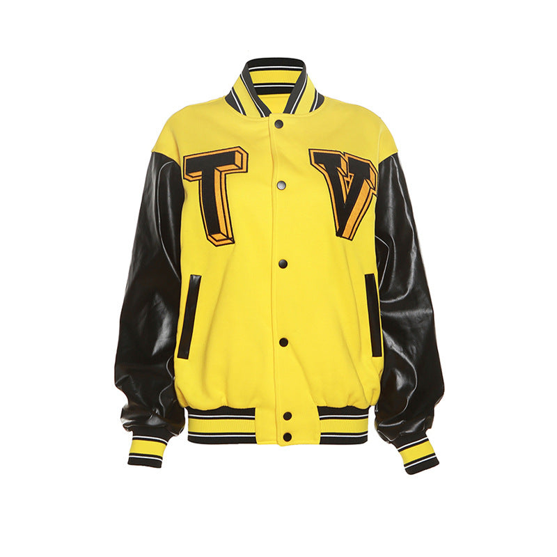 Street Embroidered Patchwork Loose Casual Baseball Jacket